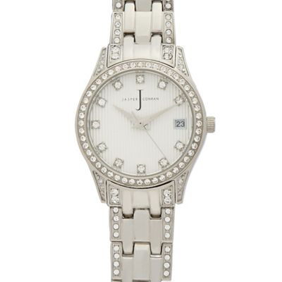 Ladies' silver diamante watch